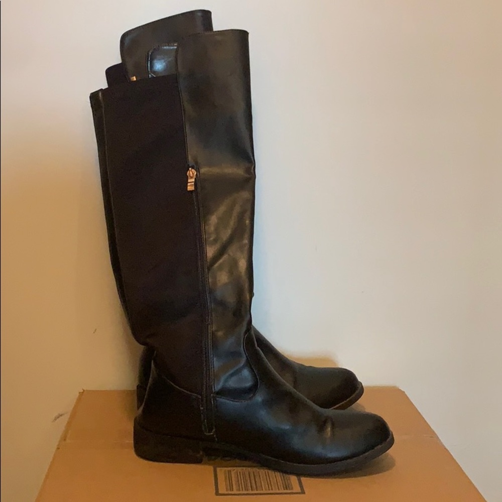 Black calf high boots size 8